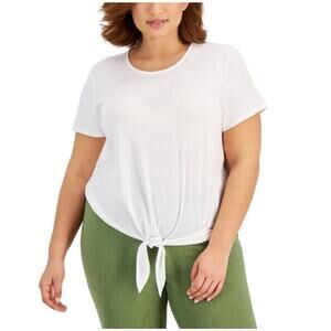 Ideology Rapid Dry White Tie Front Tee, Plus Size 2XL, NWT